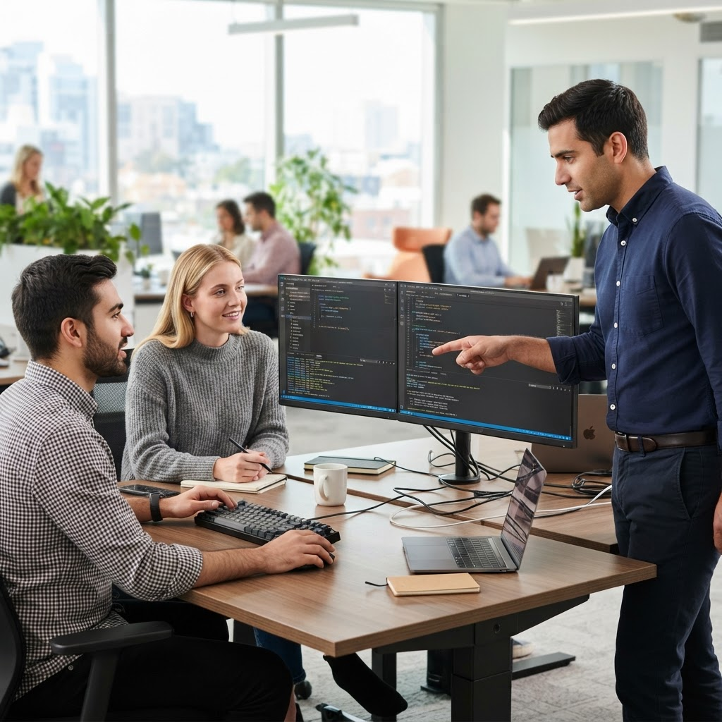 Development team collaborating