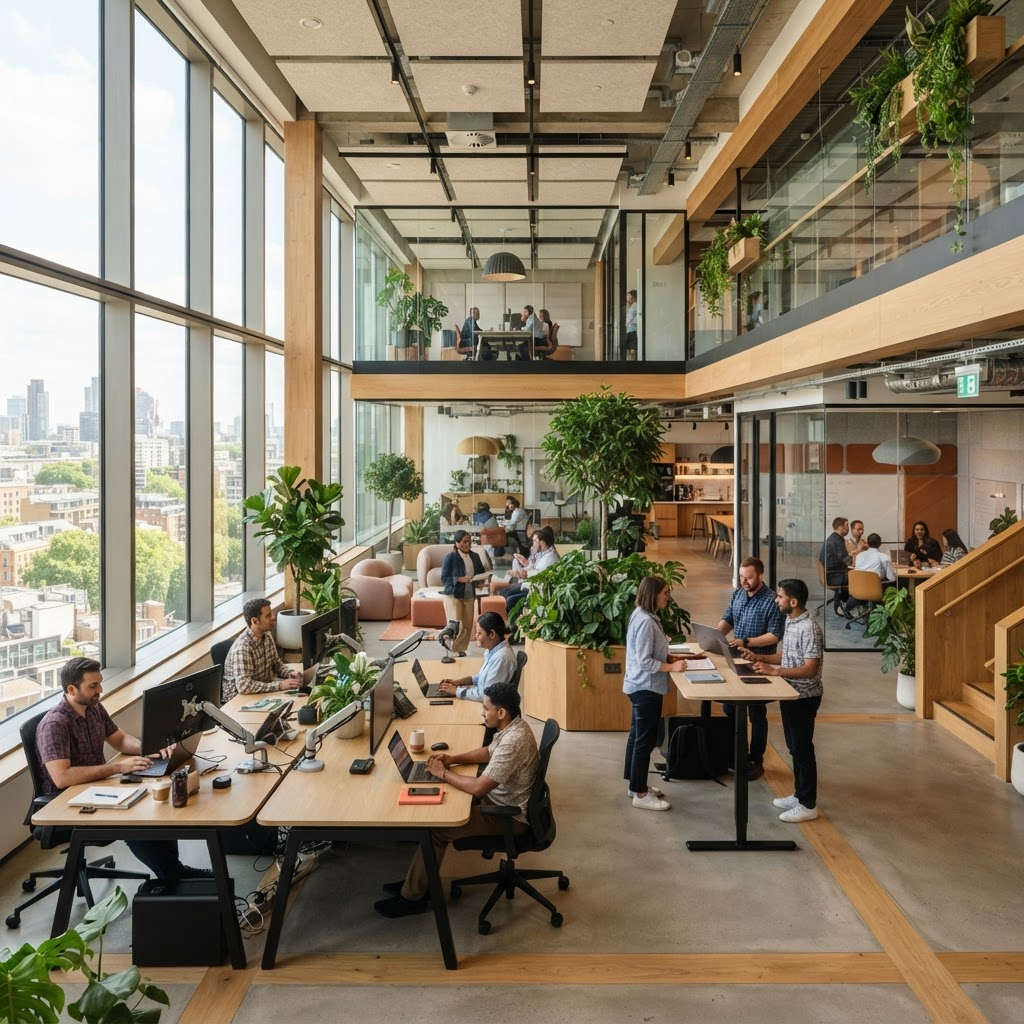 Modern open office workspace