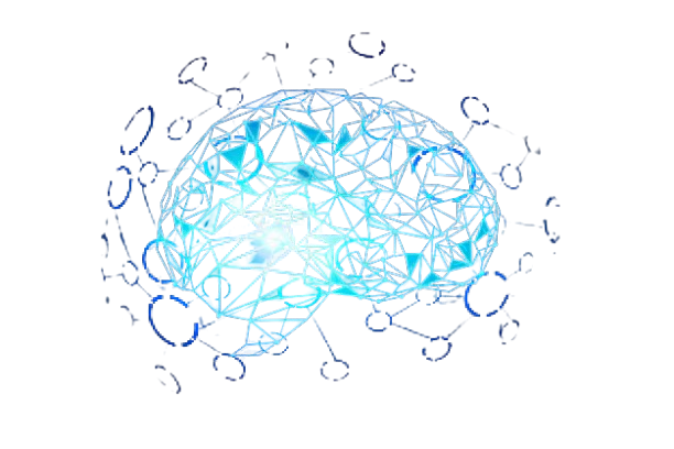 Glowing digital AI brain illustration